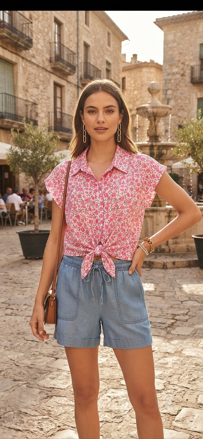 Short Jean with Elastic and Adjustable Drawstring Waist