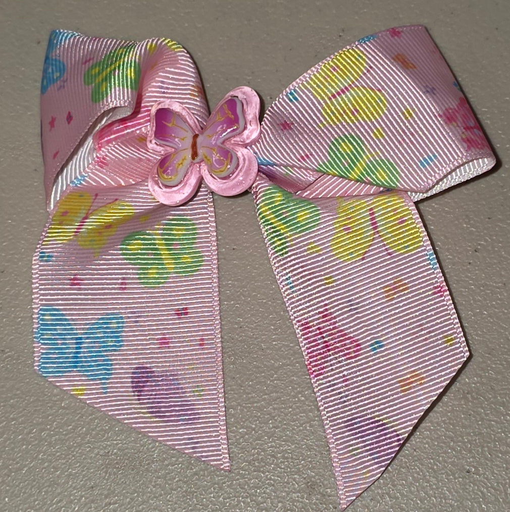 Rainbow Butterfly Hair Bow Girls Grosgrain Ribbon Clip