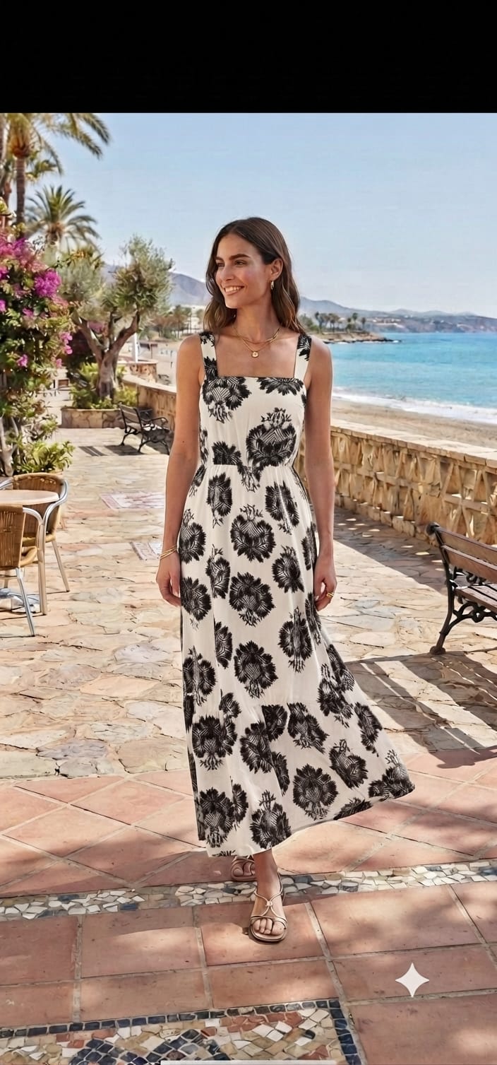 Floral Square Neck Maxi Dress Small-Medium and Large-Extra Large