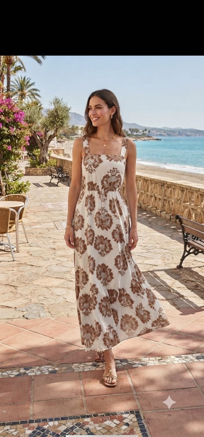Floral Square Neck Maxi Dress Small-Medium and Large-Extra Large