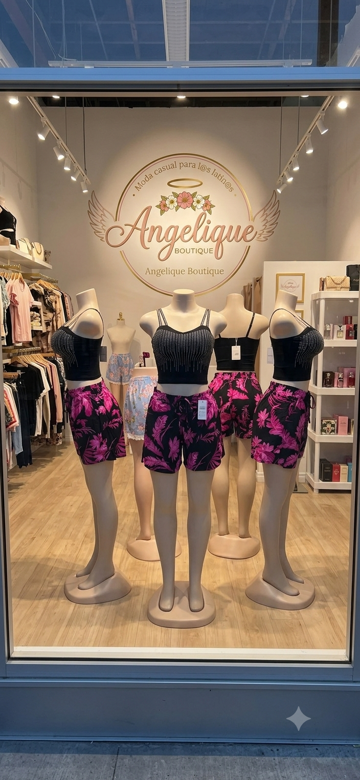 Short Estampado Tropical con Bolsillos y Elástico