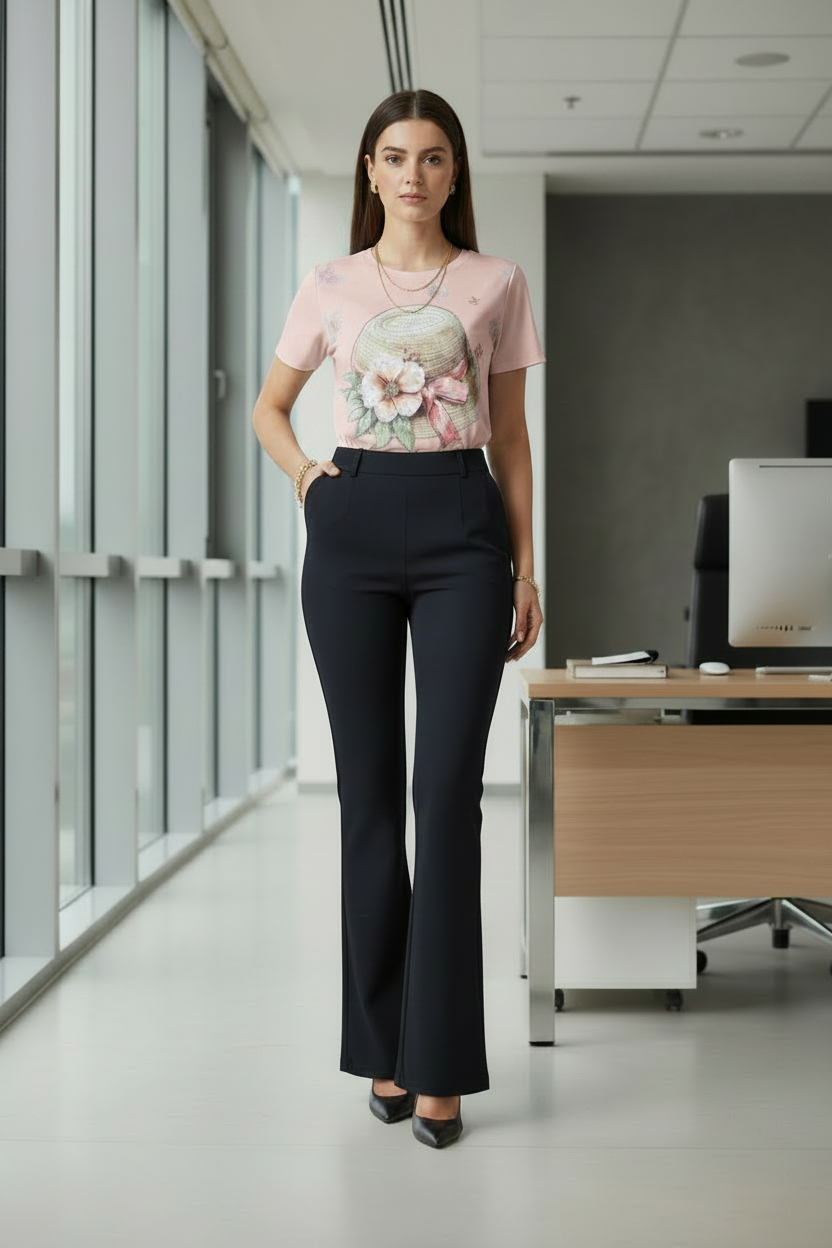 Blusa de Sombrero con Brillo y Pedrería | Manga Corta Femenina