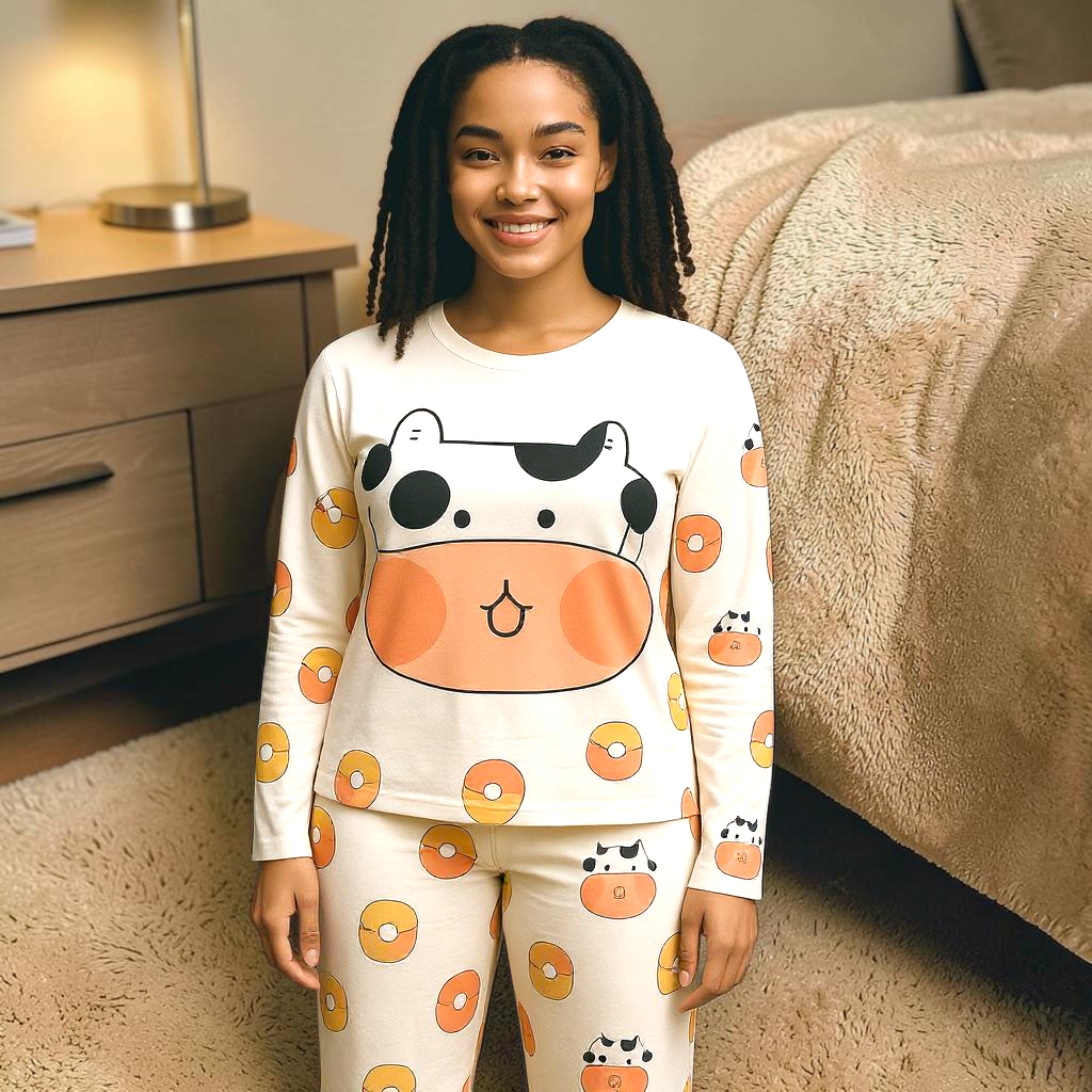 Set Pijama de Dos Piezas Vaquita | Manga Larga | Alta Calidad