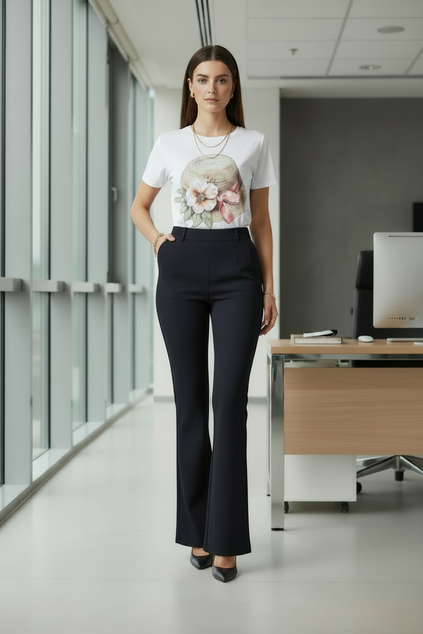 Blusa de Sombrero con Brillo y Pedrería | Manga Corta Femenina
