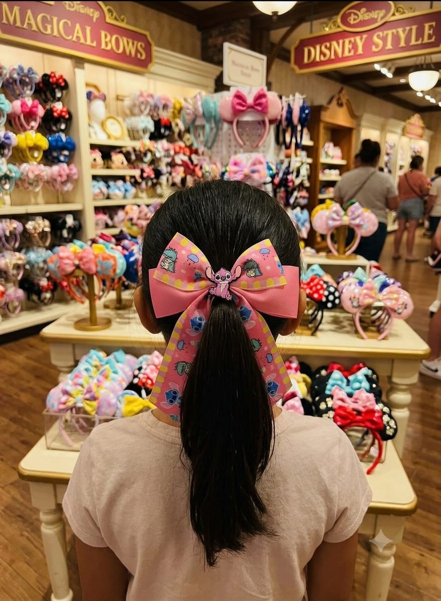 Stitch & Angel Tail Hair Bow Clip for Girls