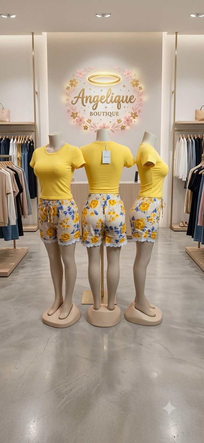 Short Floral con Bolsillos y Cordón Ajustable en la Cintura