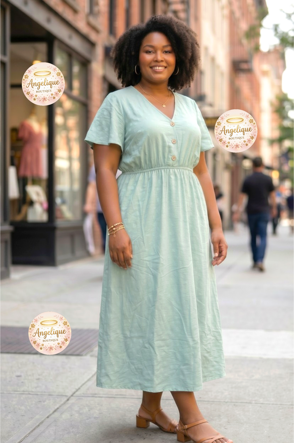 Vestido Largo Casual con Estampado de Corazones y con Cinta Ajustable stretch