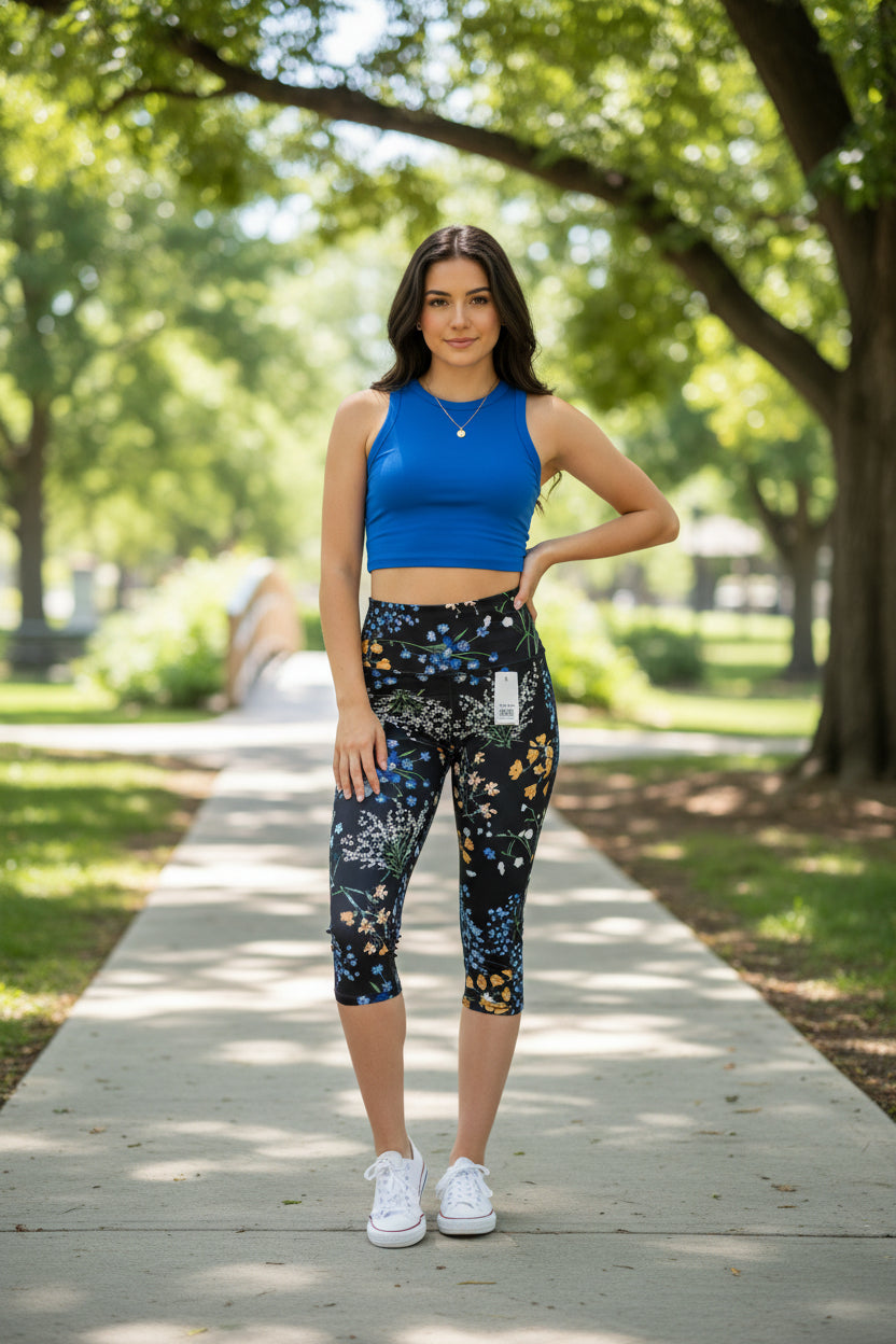 High Compression Midi Floral Leggings