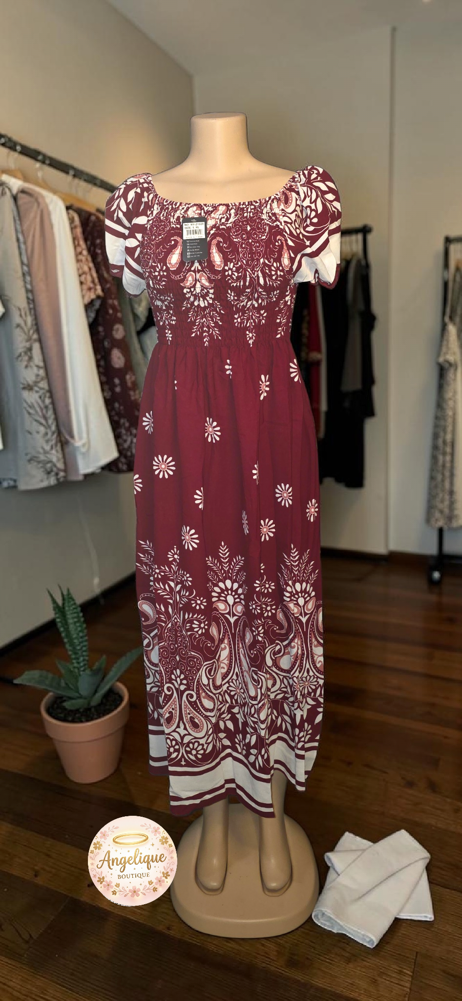 Vestido Floral con Estampado y Elástico en Cintura y Brazos