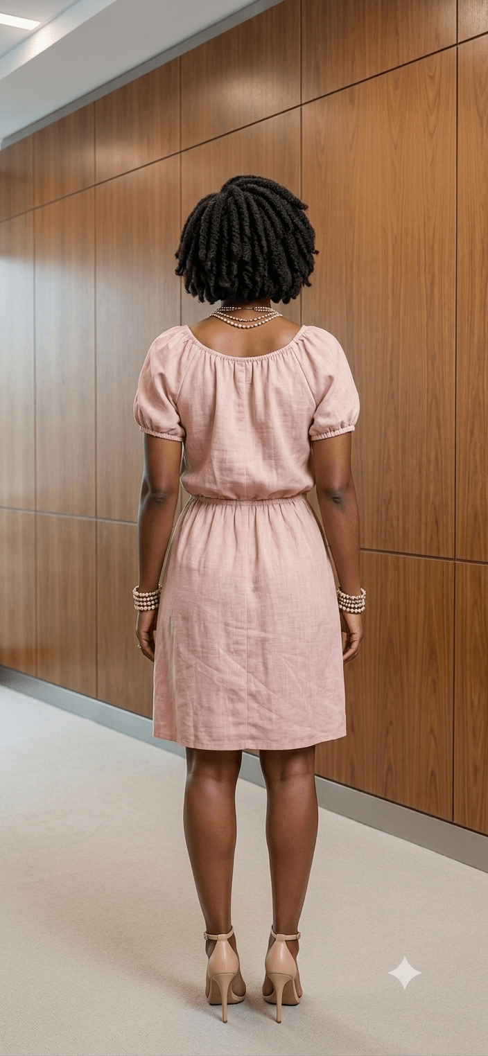 Short Linen Dress with Puff Sleeves
