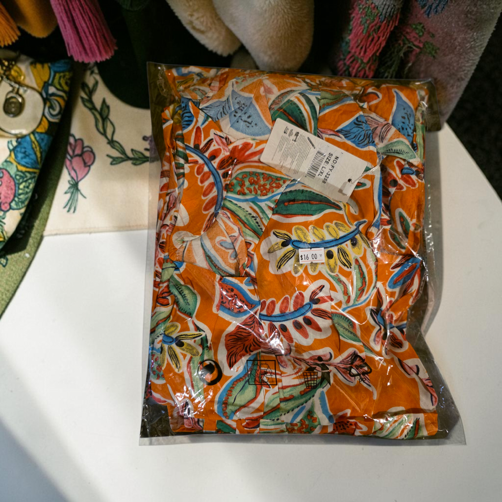 Enterizo Floral Manga Corta con Cinturón | Naranja & Negro | Tallas G–XG