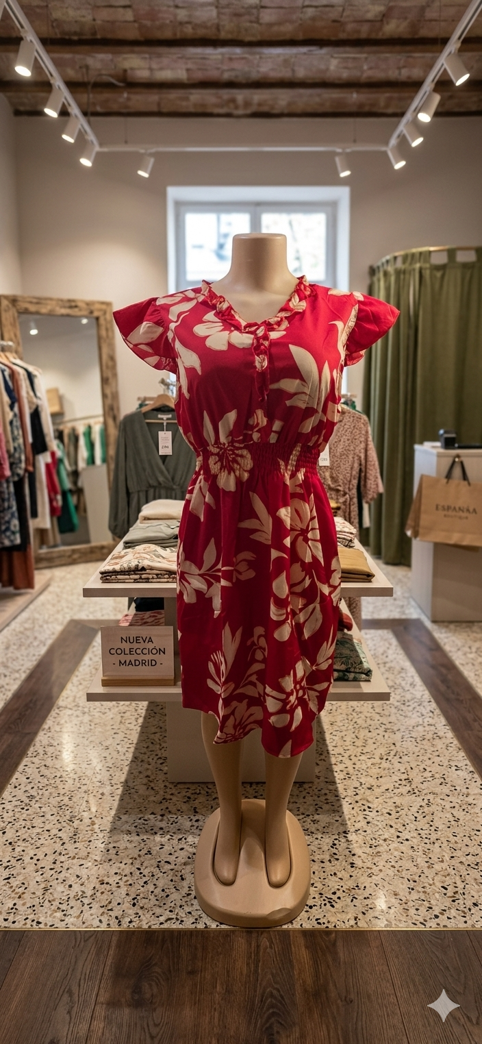 Vestido Corto Midi Floral de Alta Calidad