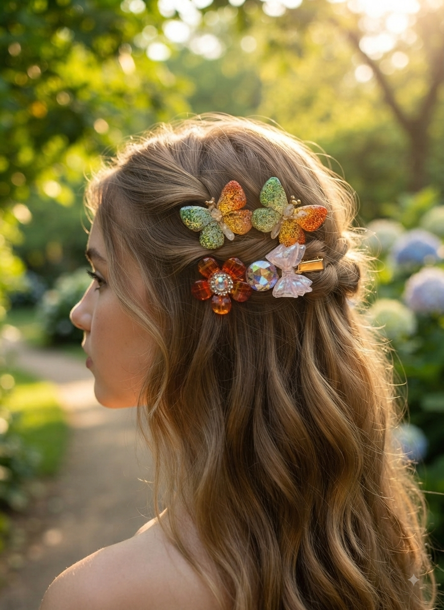 Butterfly Hair Pins Set of 2 – Glitter Bobby Pins for Girls