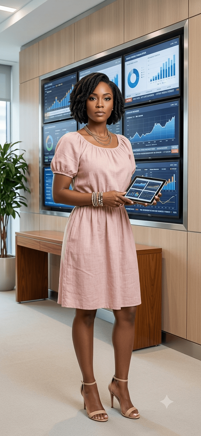 Short Linen Dress with Puff Sleeves