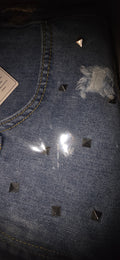 Pantalon jean corto con diamantes y piedreria
