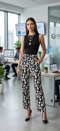 Pantaloneta Palazzo con Cintura Elástica