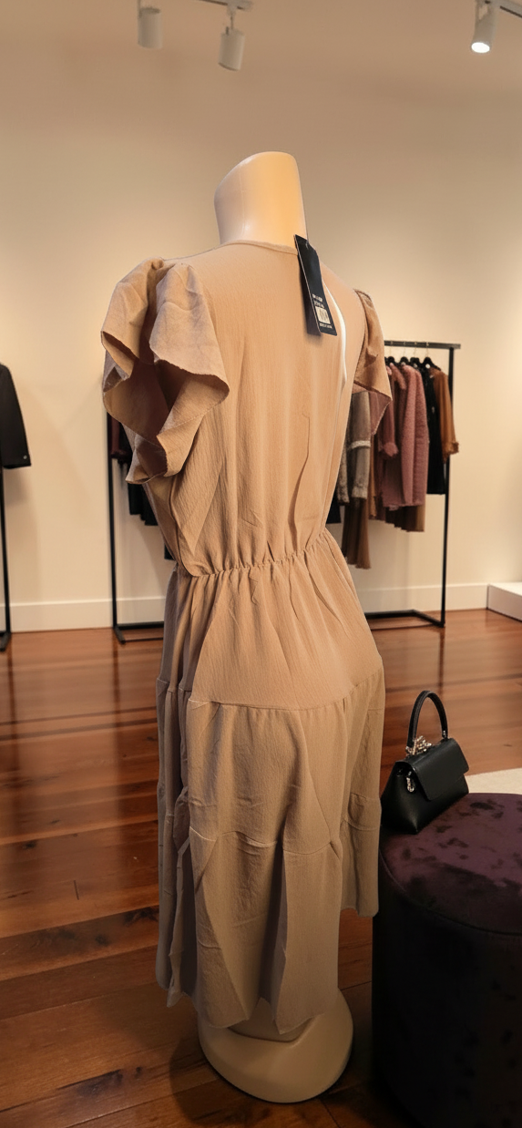 Vestido Midi Elegante con Escote en V y Botones
