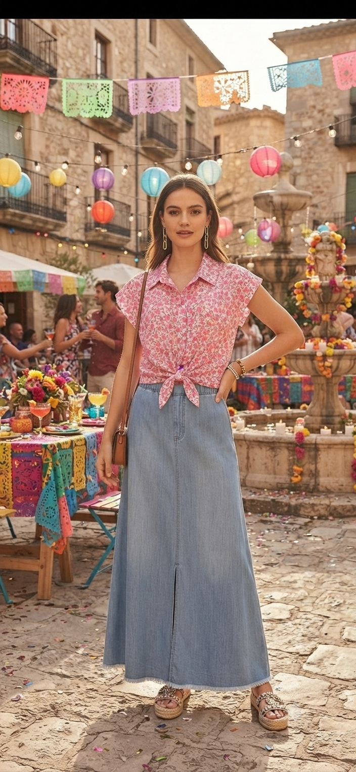 Camisa Floral Casual con Manga Corta y Botones al Frente