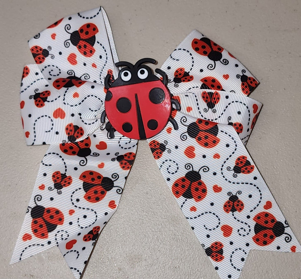 Ladybug Cheer Hair Bow Clip for Girls