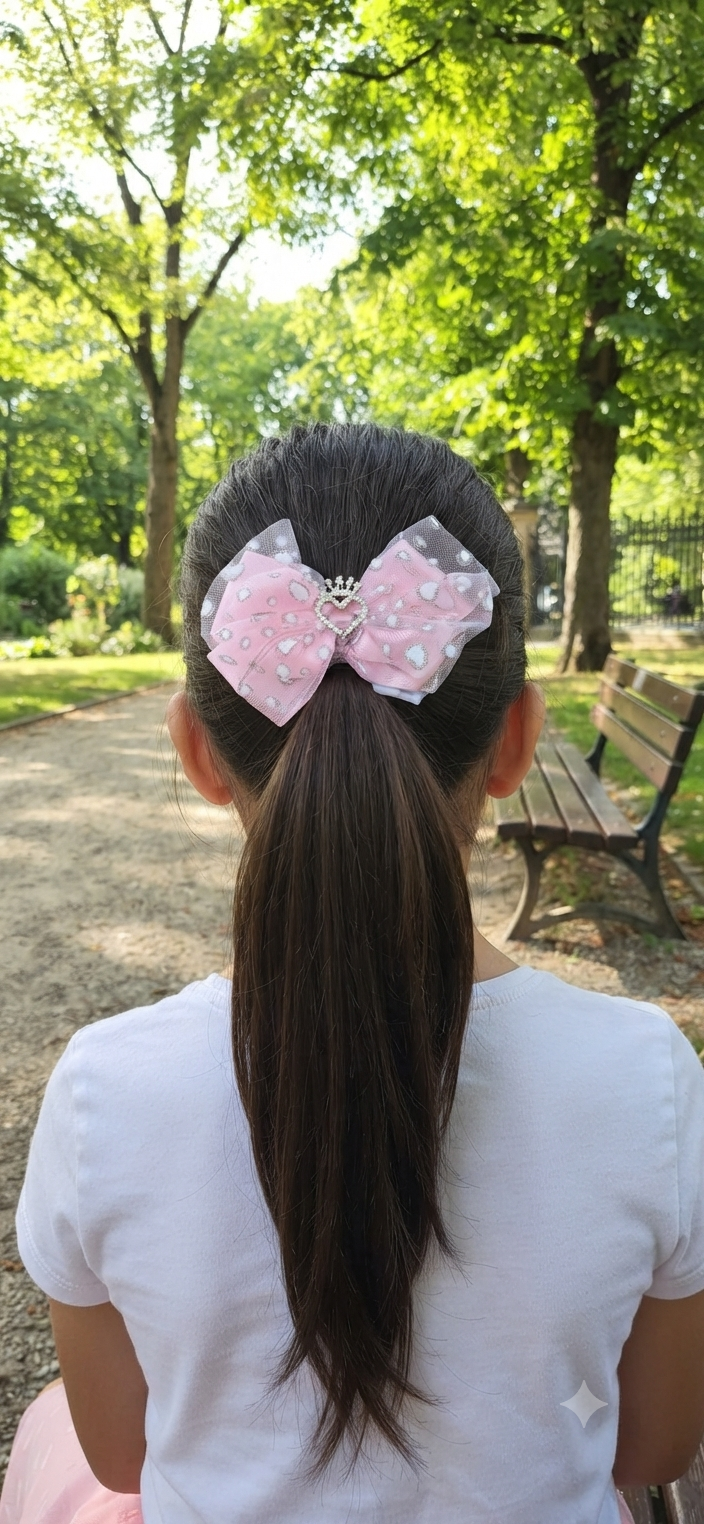 Princess Crown Heart Hair Bow with Light