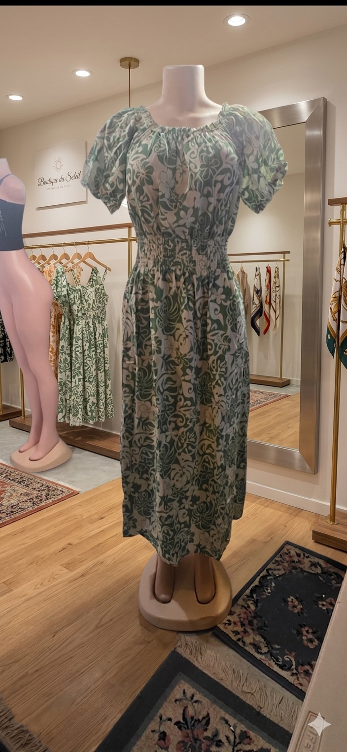 Vestido Floral con Elástico en Cintura