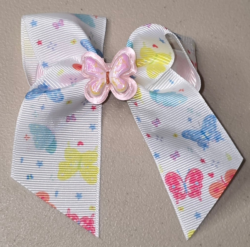 Rainbow Butterfly Hair Bow Girls Grosgrain Ribbon Clip