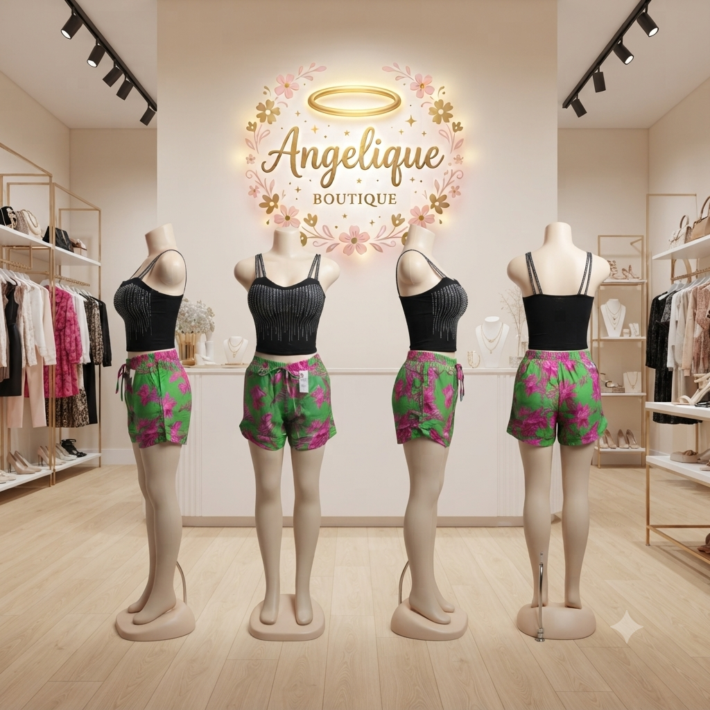 Short Estampado Tropical con Bolsillos y Elástico