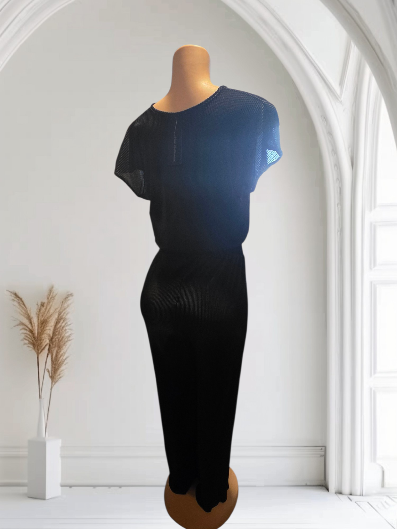 Set Palazzo y Top Escote en V | Negro | 100% Poliéster