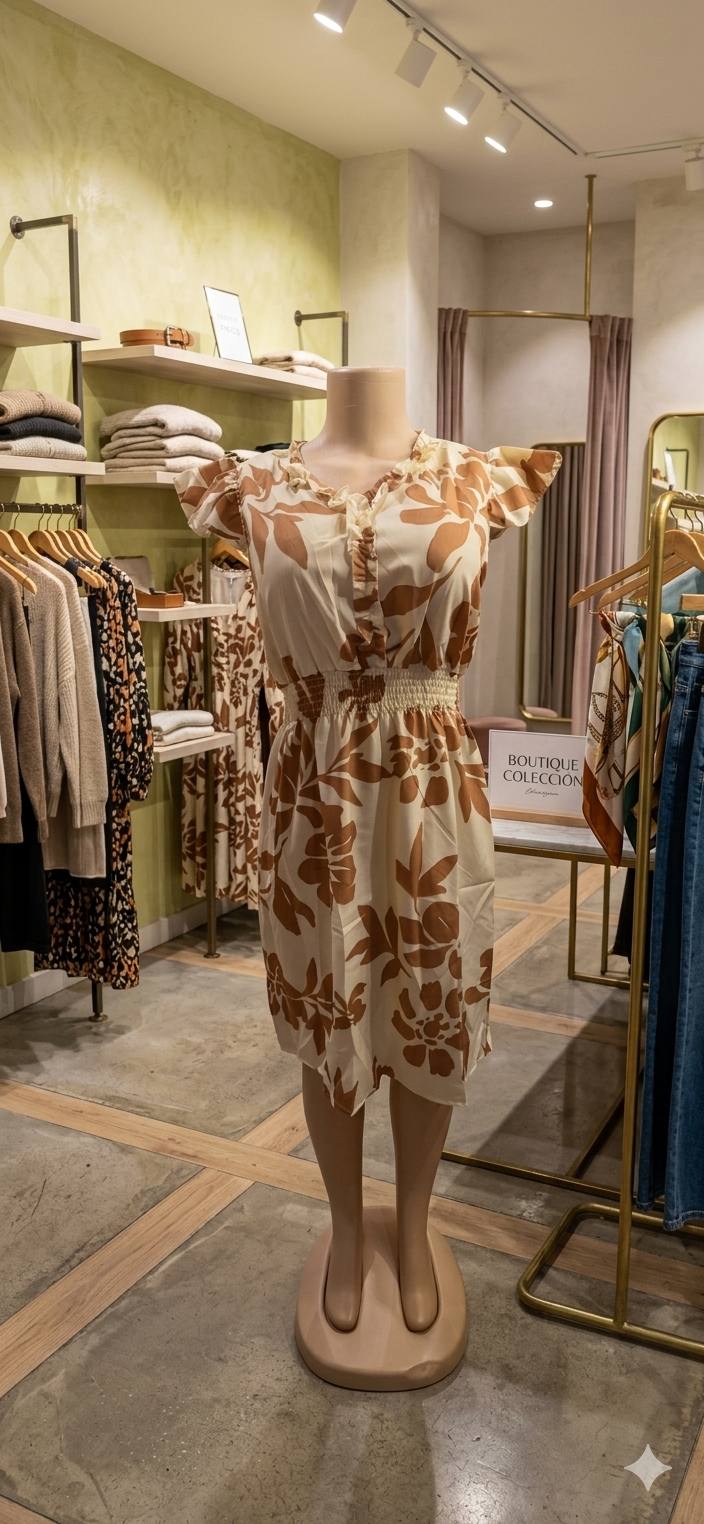 Vestido Corto Midi Floral de Alta Calidad