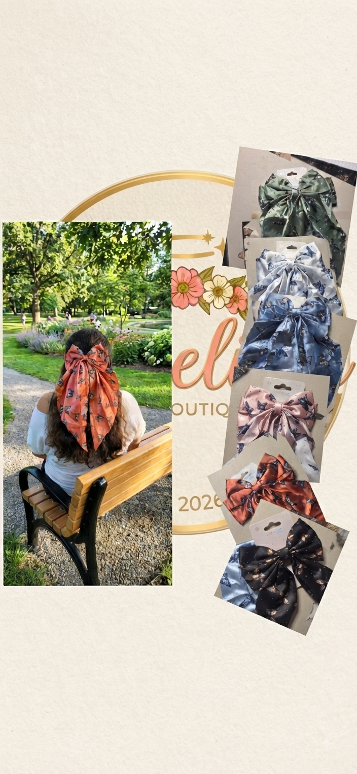 Big Coquette Hair Bow – Butterfly Print & Glitter