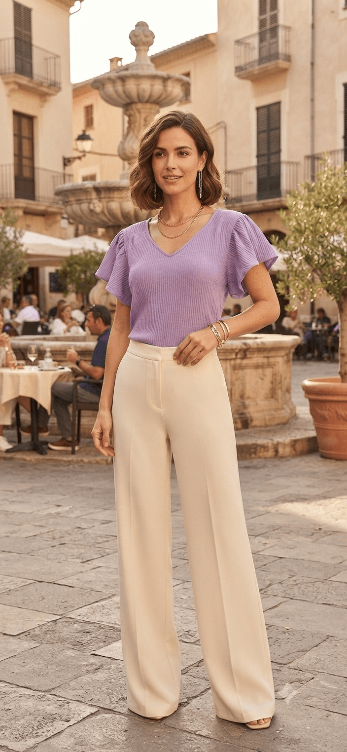 Elegant V-Neck Blouse with Butterfly Sleeves | Angelique Boutique