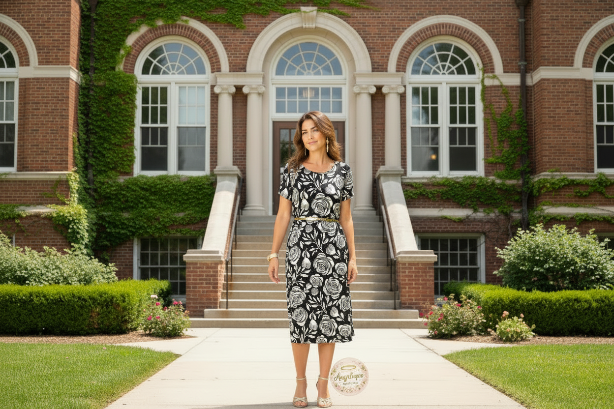 Vestido Floral Midi — Suavidad, Color y Estilo en Cada Curva