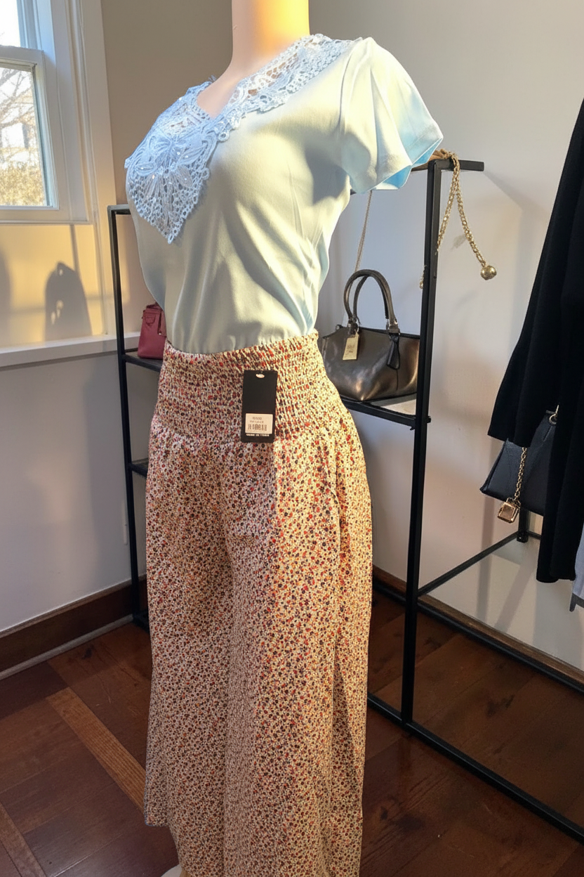 Palazzo Floral Largo 🌸 | Faja Ancha | 100% Viscosa | Talla Única