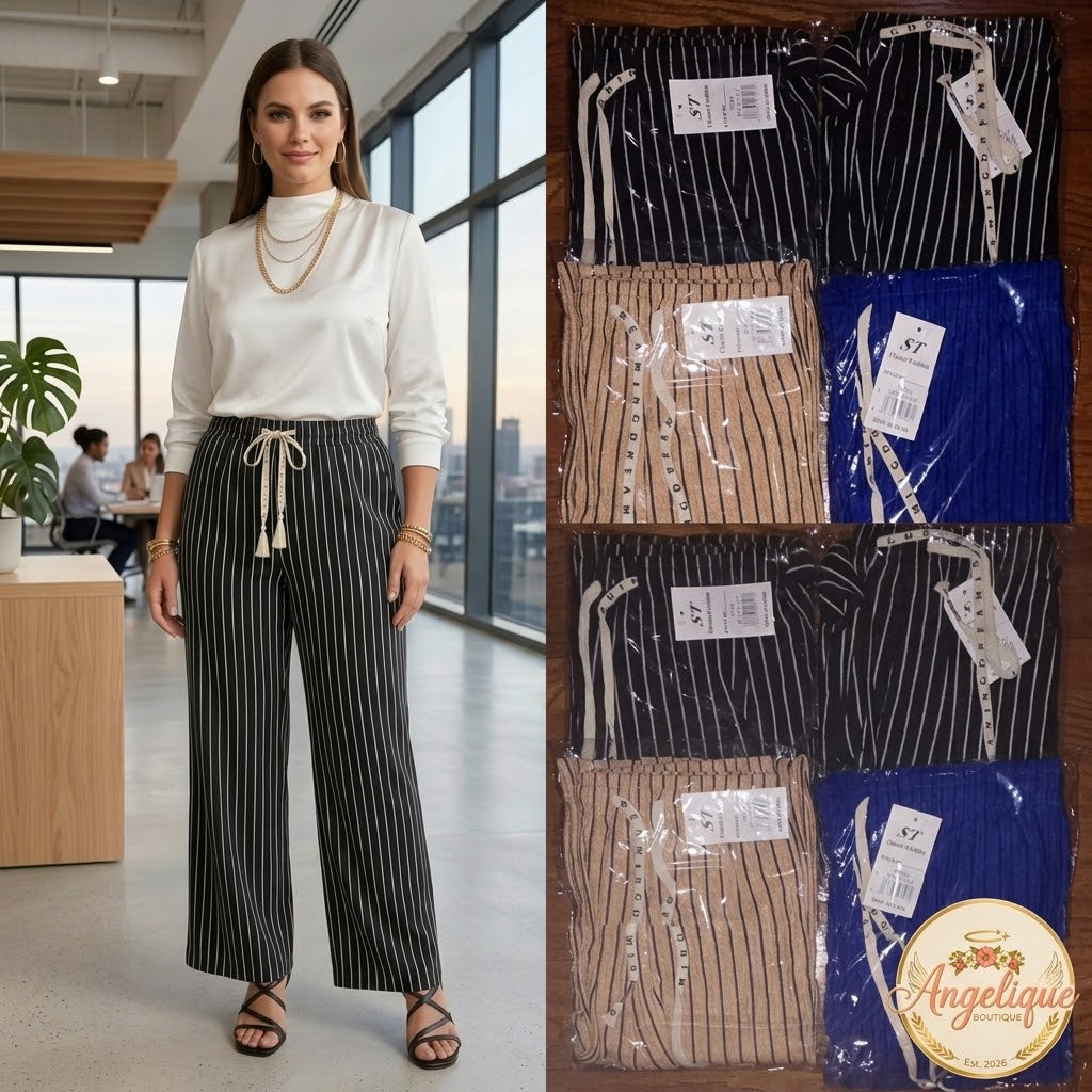 Women's Striped Palazzo Wide-Leg Pants