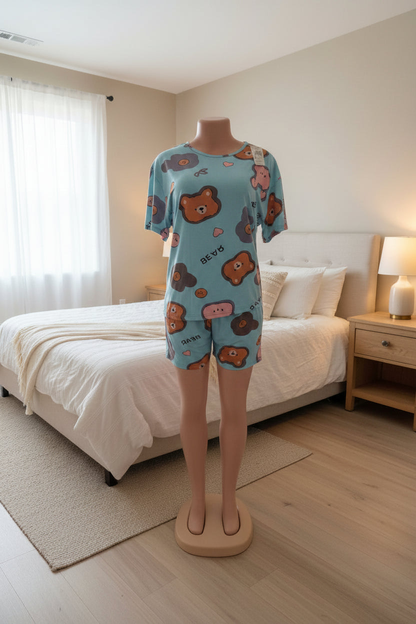 Pijama de Oso - Pantalón Corto con Bolsillos