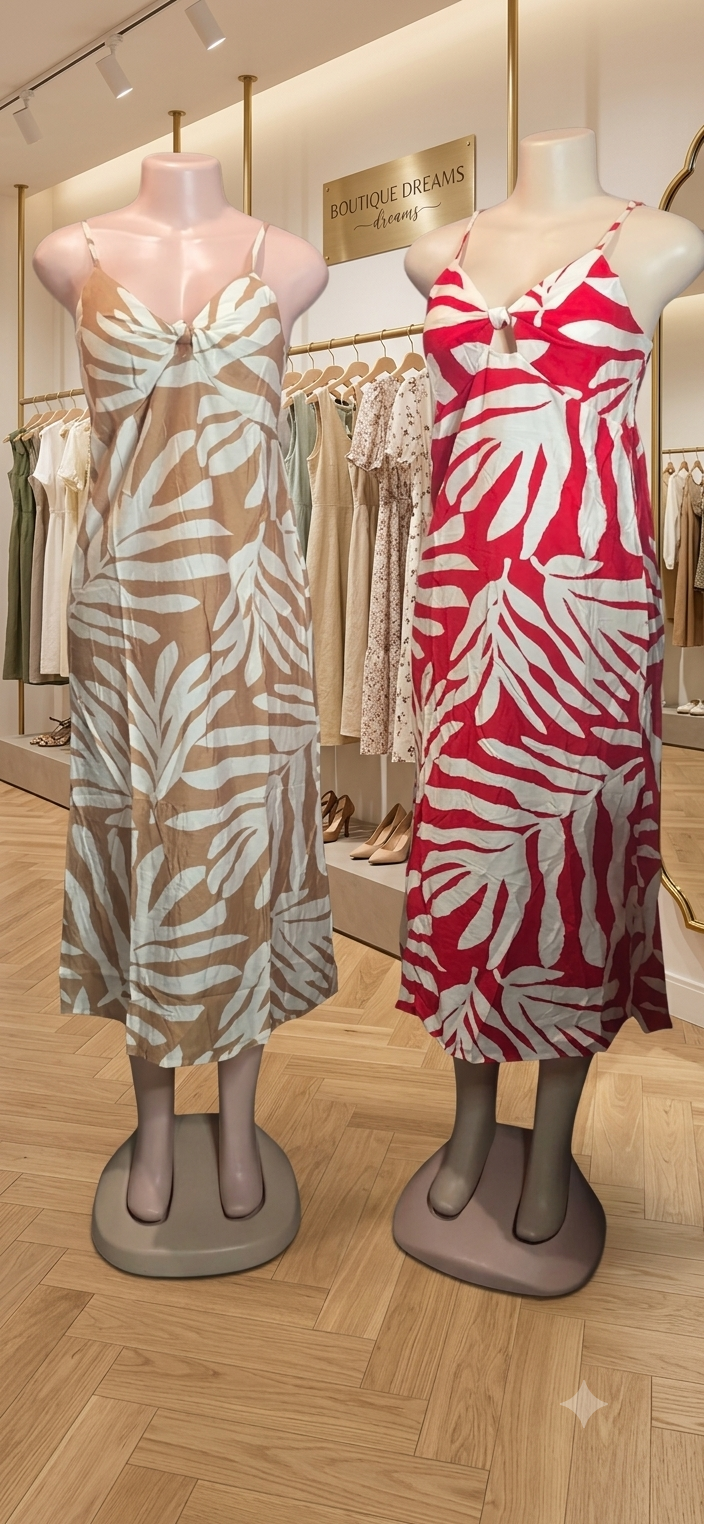 Vestido Midi con Estampado Karat Floral, Tiritas Spaghetti y Escote en V