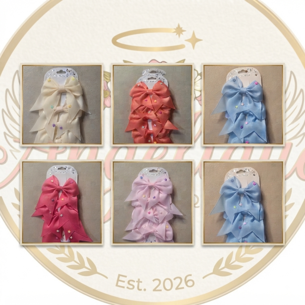 Girls Hair Bows Set of 4 – Colorful Bow Clips for Kids