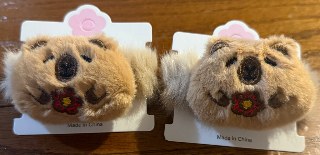 Capybara Hair Ties Set of 2 – Cute Animal Scrunchies