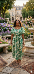 Vestido Floral con Elástico en Cintura