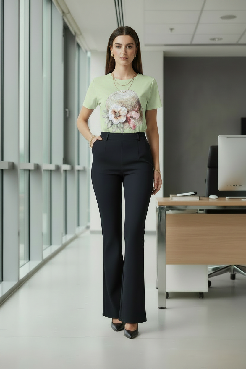 Blusa de Sombrero con Brillo y Pedrería | Manga Corta Femenina