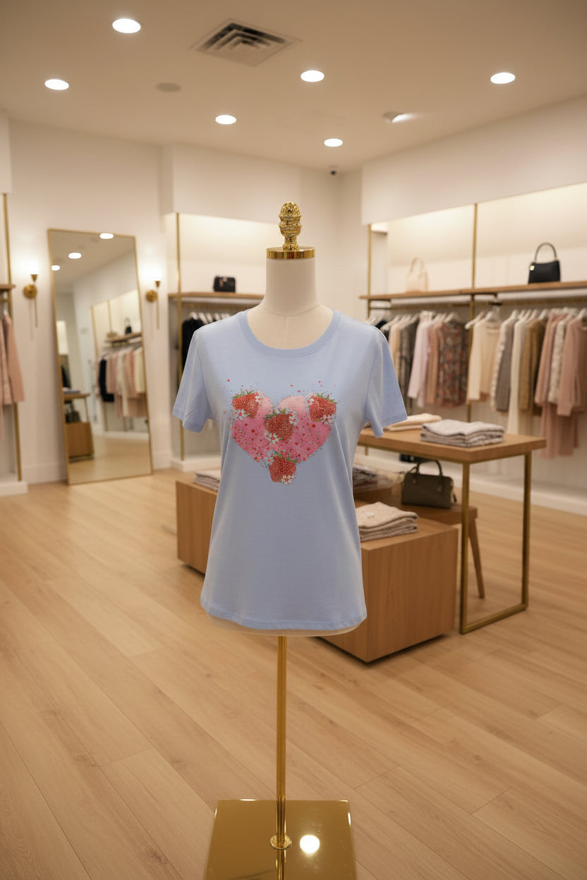 Blusa de Fresas con Piedrería — Alta Calidad