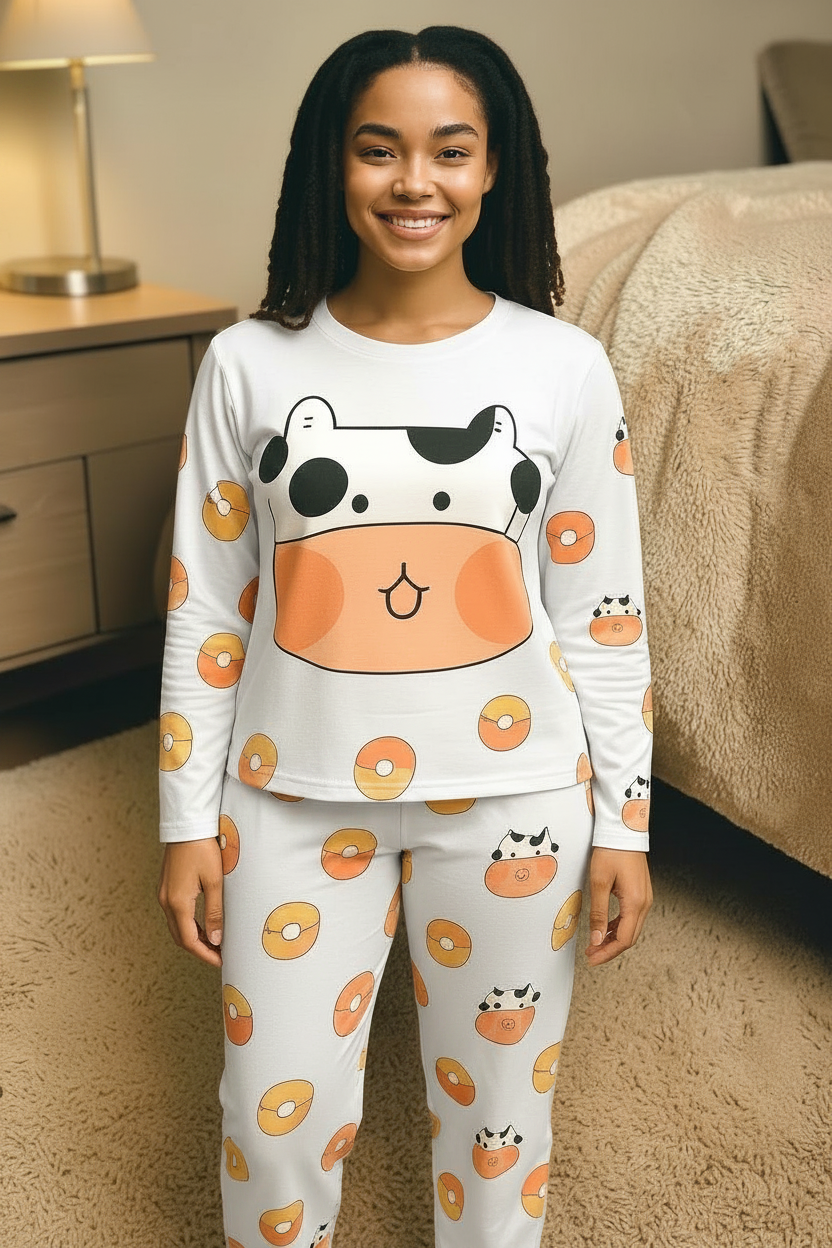 Set Pijama de Dos Piezas Vaquita | Manga Larga | Alta Calidad