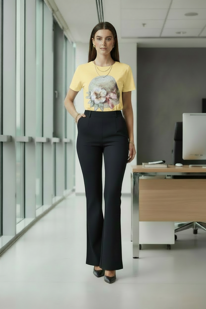 Blusa de Sombrero con Brillo y Pedrería | Manga Corta Femenina