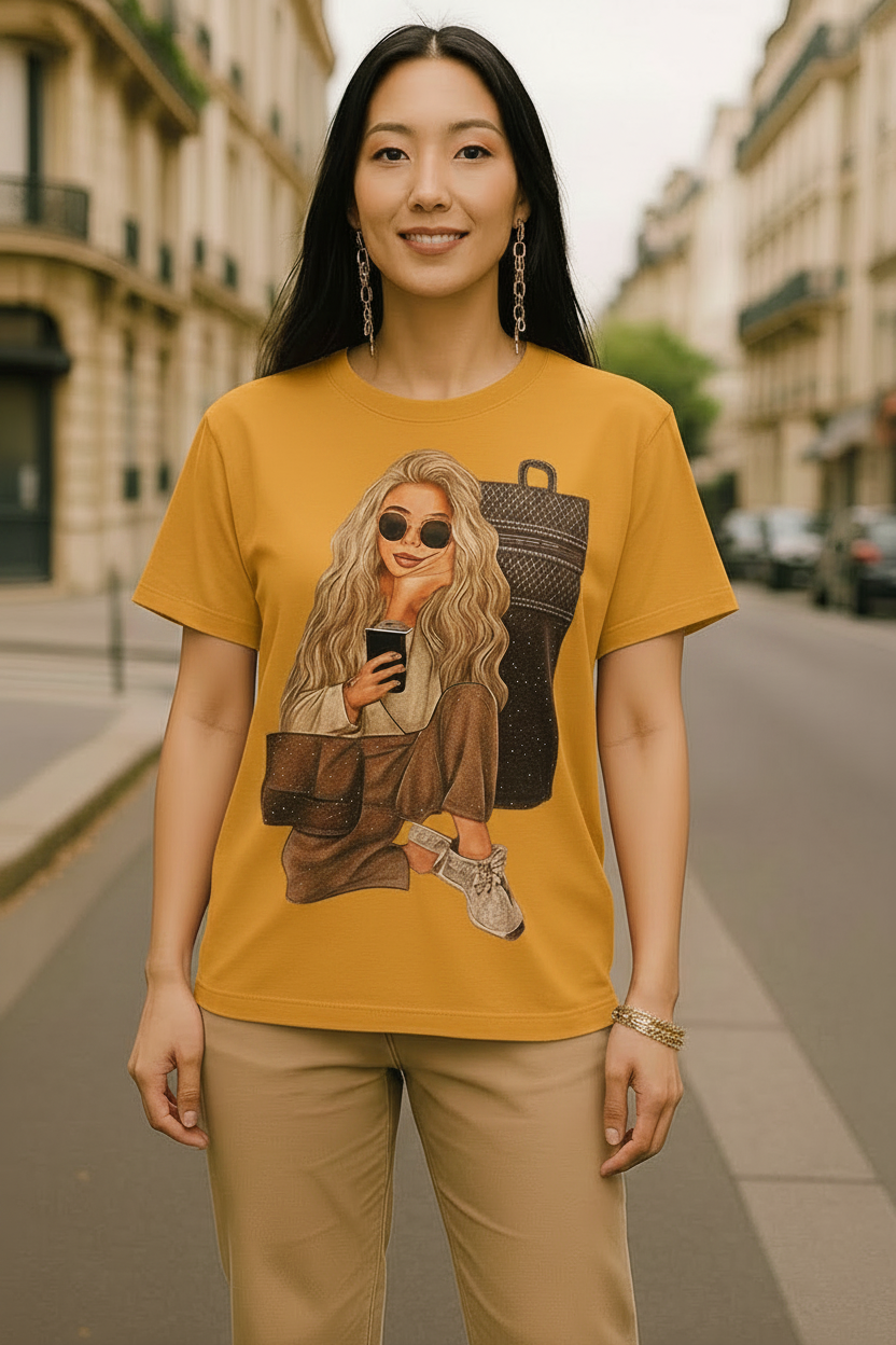 Blusa de Piedras Alta Calidad | Estilo Clásico de Lujo | Manga Corta y Cuello Redondo