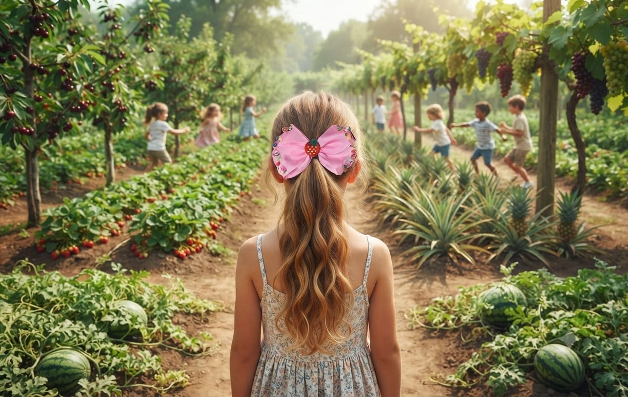 Fruit Grosgrain Hair Bow Clip for Girls