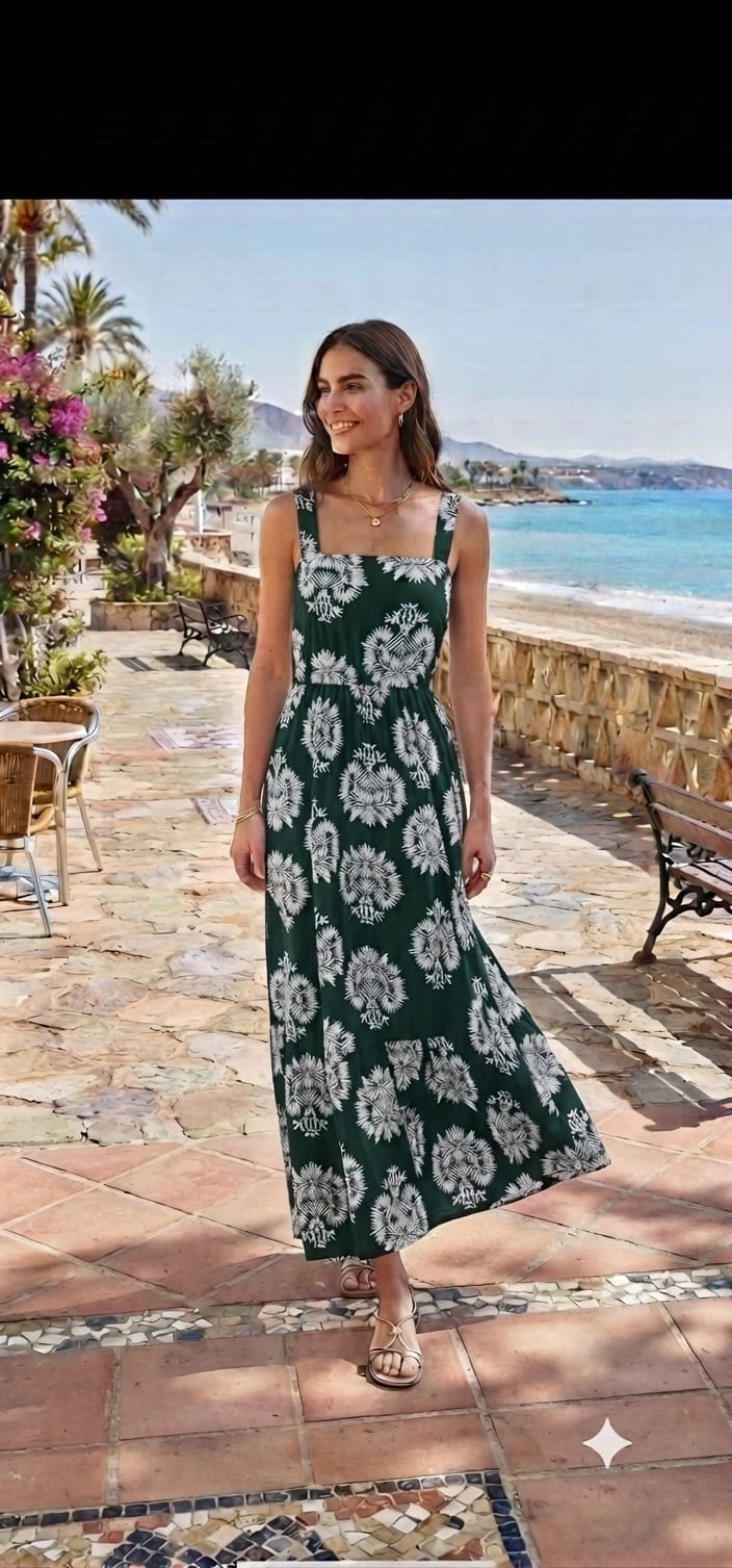 Floral Square Neck Maxi Dress Small-Medium and Large-Extra Large
