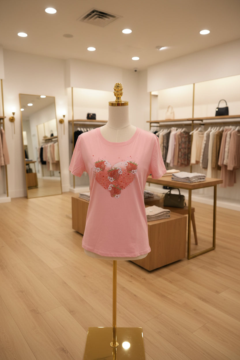 Blusa de Fresas con Piedrería — Alta Calidad