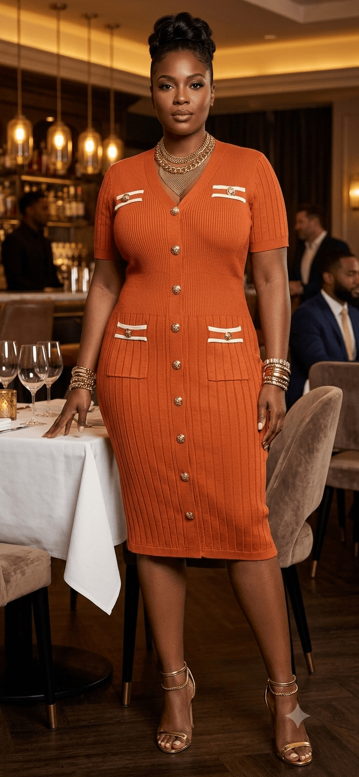 Button-Front Midi Dress with Front Pockets | Angelique Boutique