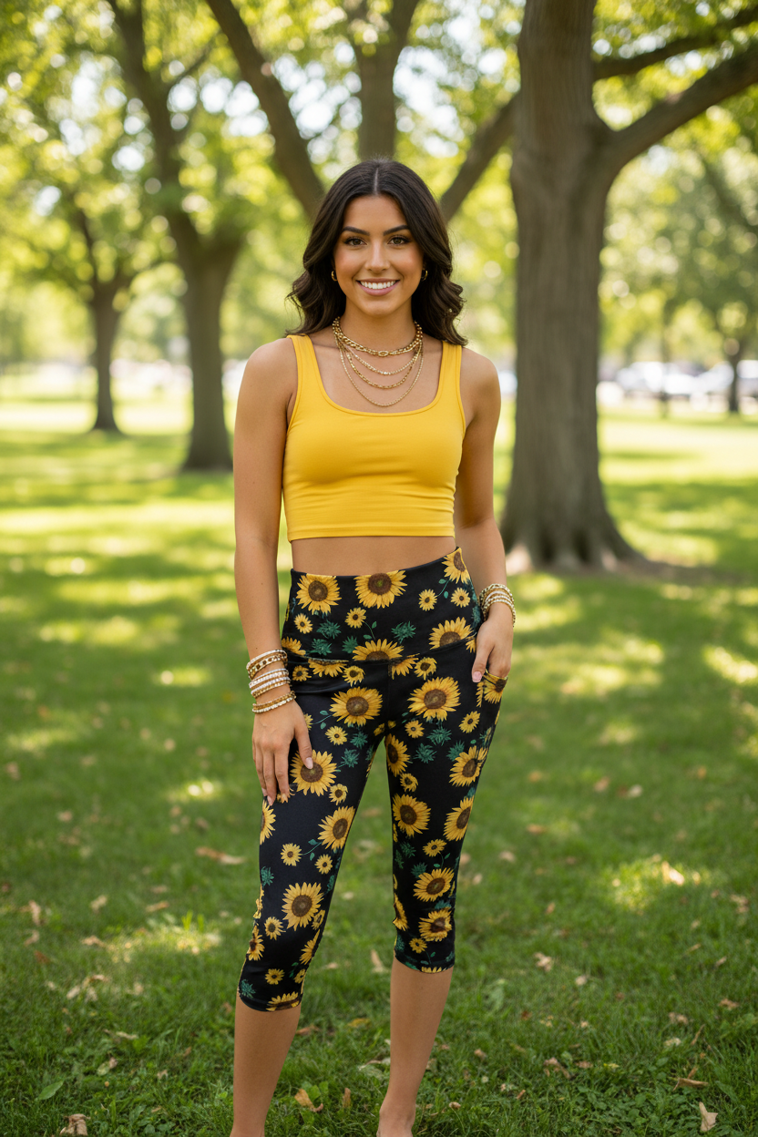 High Compression Midi Floral Leggings