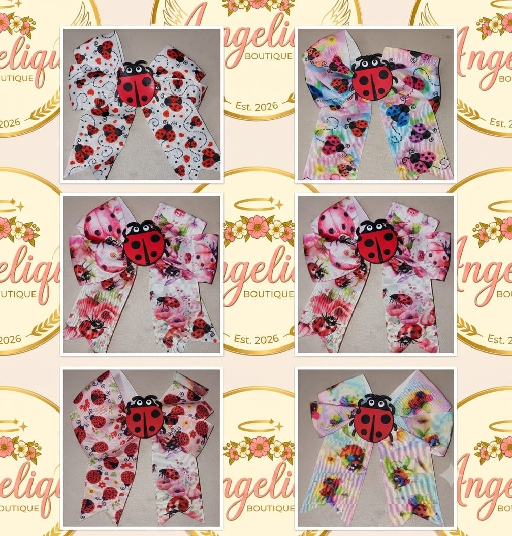 Ladybug Cheer Hair Bow Clip for Girls
